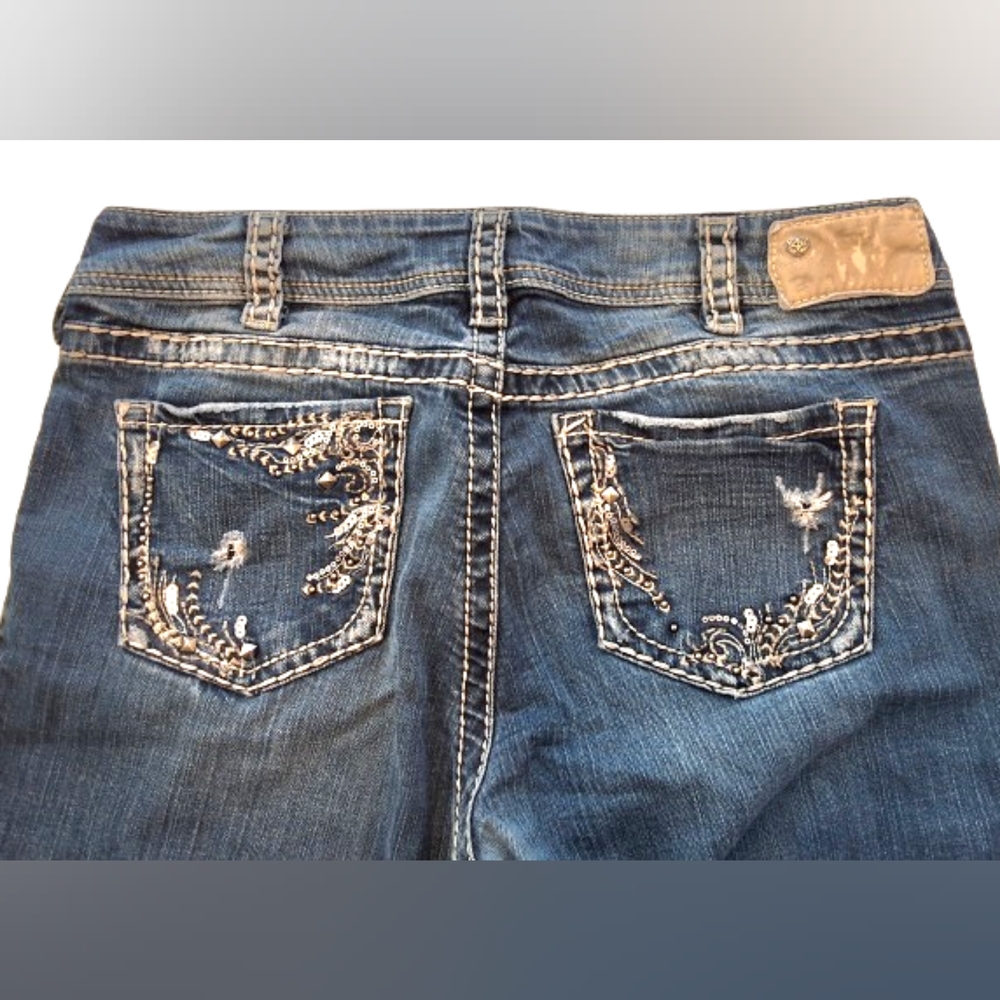 Silver Suki Jeans Womens Embellished Blue Jeans 32 X 32